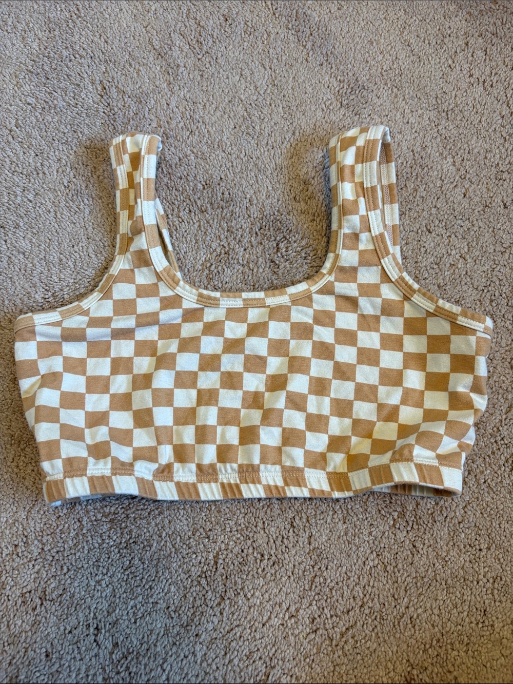 ARQ wide strap bra, checkered, size large